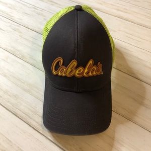 CABELA’S®️ EMBROIDERED FRONT LOGO ADJUSTABLE NEON GREEN/BLACK TRUCKER HAT-UNISEX